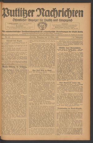 Putlitzer Nachrichten vom 12.03.1929
