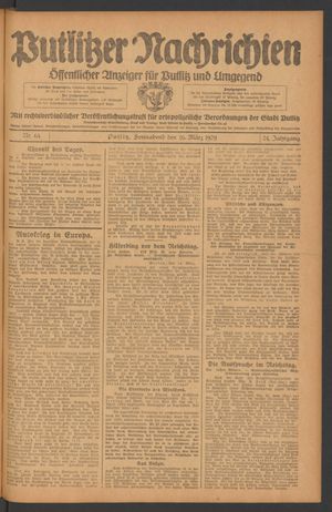 Putlitzer Nachrichten on Mar 16, 1929