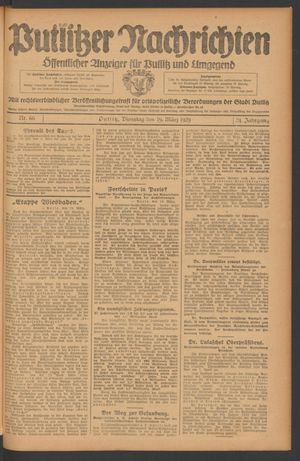 Putlitzer Nachrichten on Mar 19, 1929