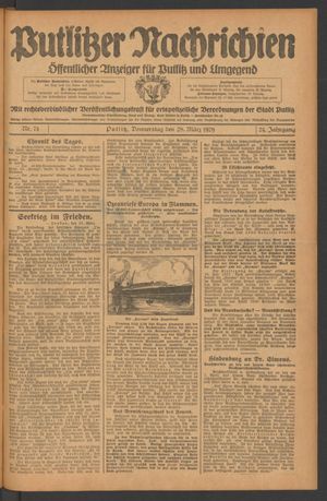 Putlitzer Nachrichten vom 28.03.1929