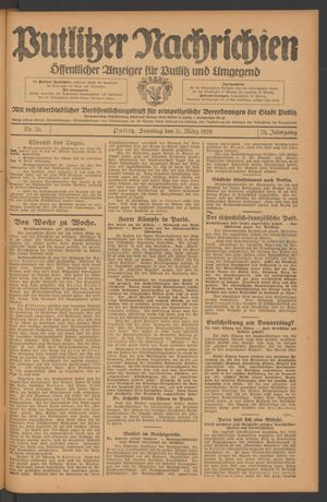 Putlitzer Nachrichten vom 31.03.1929