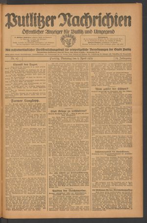 Putlitzer Nachrichten vom 09.04.1929