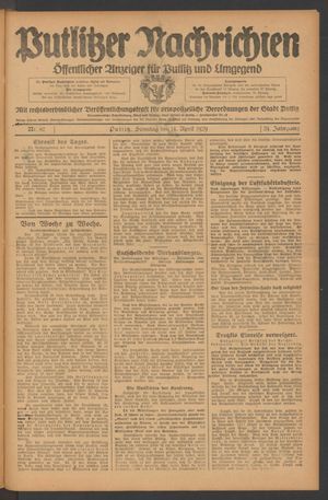 Putlitzer Nachrichten vom 14.04.1929