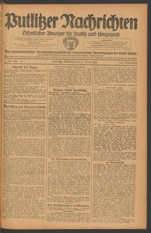 Putlitzer Nachrichten vom 05.06.1929