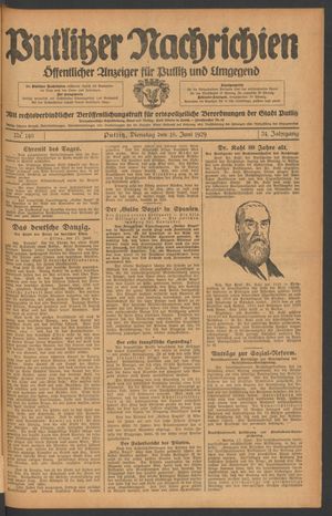 Putlitzer Nachrichten vom 18.06.1929
