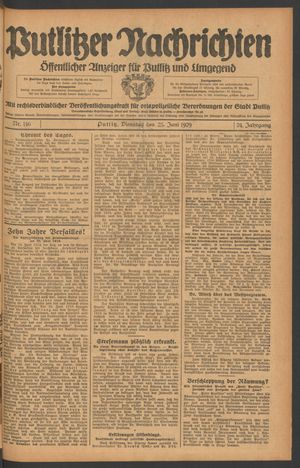 Putlitzer Nachrichten on Jun 25, 1929