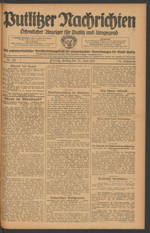 Putlitzer Nachrichten vom 28.06.1929
