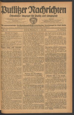 Putlitzer Nachrichten on Jul 2, 1929