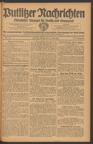 Putlitzer Nachrichten vom 12.07.1929