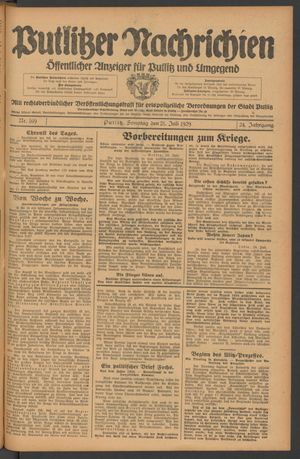 Putlitzer Nachrichten vom 21.07.1929