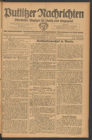 Putlitzer Nachrichten on Jul 30, 1929