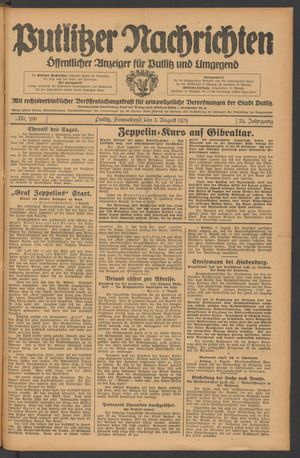 Putlitzer Nachrichten vom 03.08.1929