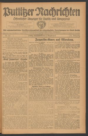 Putlitzer Nachrichten vom 17.08.1929