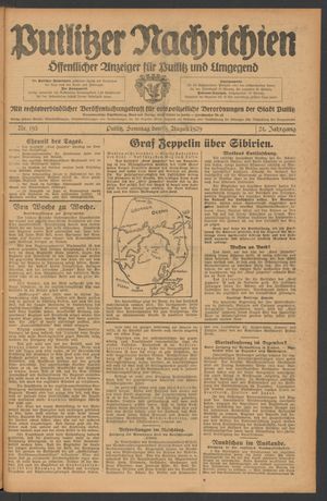 Putlitzer Nachrichten vom 18.08.1929