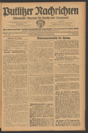 Putlitzer Nachrichten vom 20.08.1929