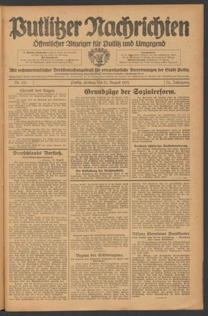 Putlitzer Nachrichten vom 23.08.1929