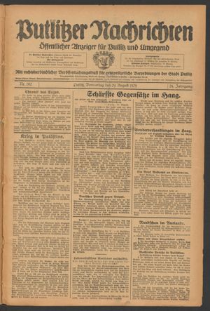 Putlitzer Nachrichten vom 29.08.1929