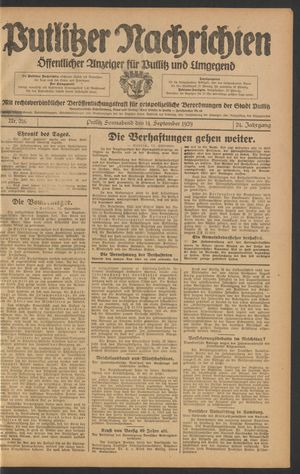 Putlitzer Nachrichten on Sep 14, 1929