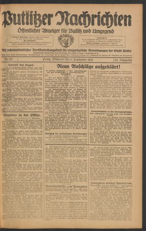 Putlitzer Nachrichten on Sep 18, 1929