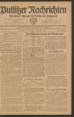 Putlitzer Nachrichten on Sep 20, 1929