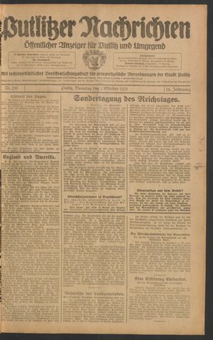 Putlitzer Nachrichten on Oct 1, 1929