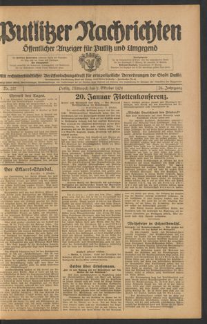 Putlitzer Nachrichten vom 09.10.1929