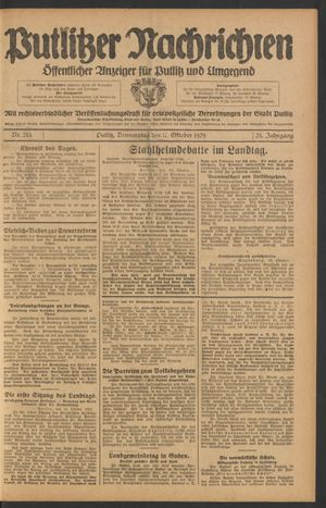 Putlitzer Nachrichten on Oct 17, 1929