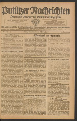 Putlitzer Nachrichten on Oct 22, 1929