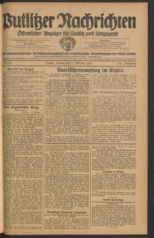 Putlitzer Nachrichten vom 25.10.1929