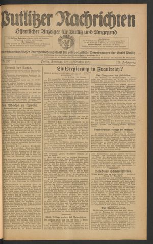 Putlitzer Nachrichten on Oct 27, 1929