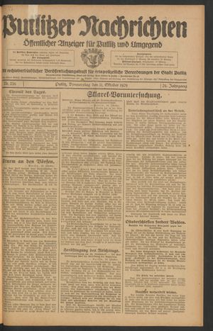 Putlitzer Nachrichten on Oct 31, 1929