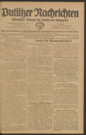 Putlitzer Nachrichten on Nov 12, 1929