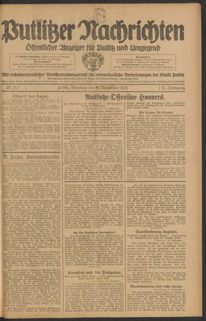 Putlitzer Nachrichten on Nov 19, 1929