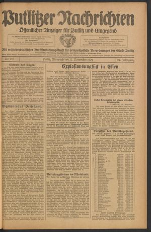 Putlitzer Nachrichten vom 27.11.1929