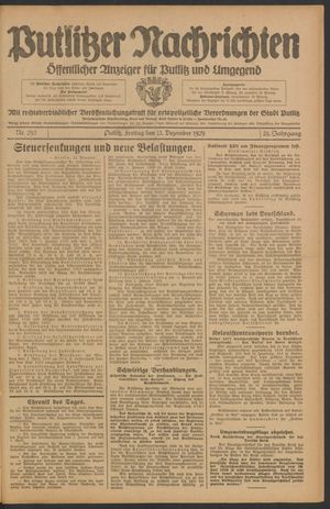 Putlitzer Nachrichten on Dec 13, 1929