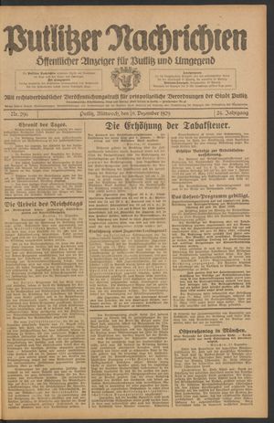 Putlitzer Nachrichten on Dec 18, 1929
