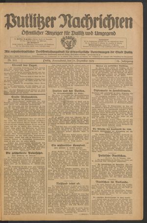 Putlitzer Nachrichten vom 28.12.1929