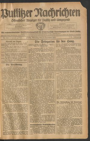 Putlitzer Nachrichten on Dec 31, 1929