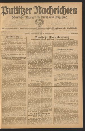 Putlitzer Nachrichten vom 09.01.1930