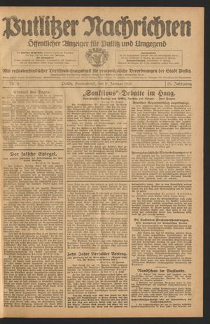 Putlitzer Nachrichten vom 11.01.1930