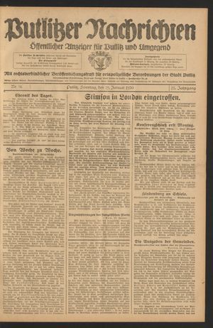 Putlitzer Nachrichten on Jan 19, 1930