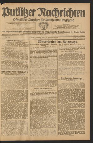 Putlitzer Nachrichten vom 24.01.1930