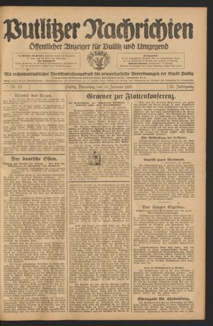 Putlitzer Nachrichten vom 28.01.1930