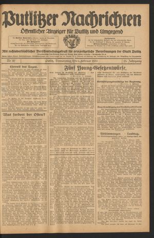 Putlitzer Nachrichten vom 06.02.1930