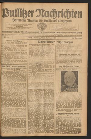 Putlitzer Nachrichten vom 11.02.1930