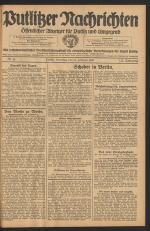 Putlitzer Nachrichten vom 23.02.1930