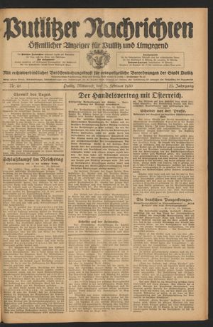 Putlitzer Nachrichten vom 26.02.1930