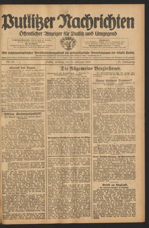 Putlitzer Nachrichten vom 28.02.1930