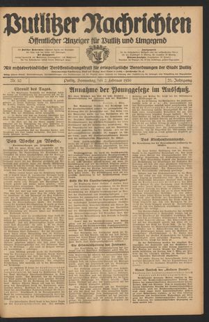 Putlitzer Nachrichten on Mar 2, 1930