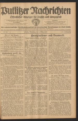 Putlitzer Nachrichten on Mar 4, 1930